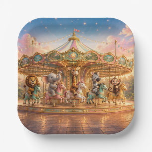 Magical Jungle Merry Go Round Paper Plate