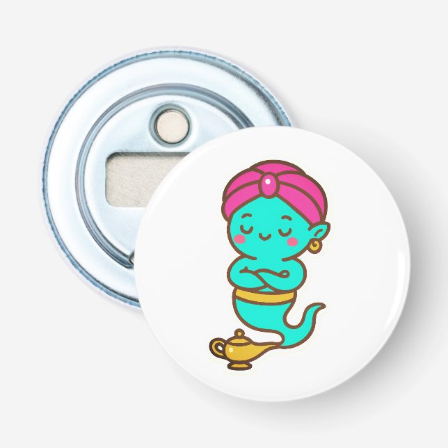 Magical Kawaii Djinn – Neon Spirit Bottle Opener (Front)