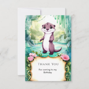 Magical Kids Otter Birthday Thank You Card