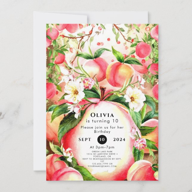Magical Kids' Peach Birthday Invitation (Front)