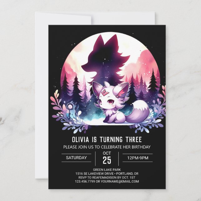 Magical Kids Wolf Birthday Invitation (Front)