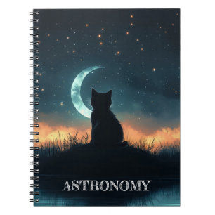 Magical Kitten Under Night Sky Notebook