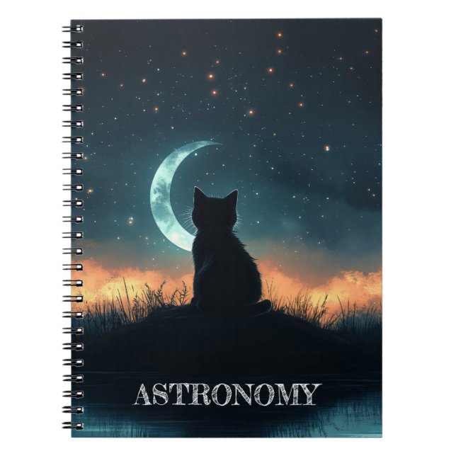 Magical Kitten Under Night Sky Notebook (Front)