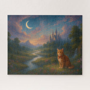 Magical Landscape Dreamy Twilight Cat Jigsaw Puzzle