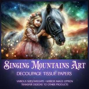 Magical Landscape Girl With Horse Decoupage  Tissue Paper