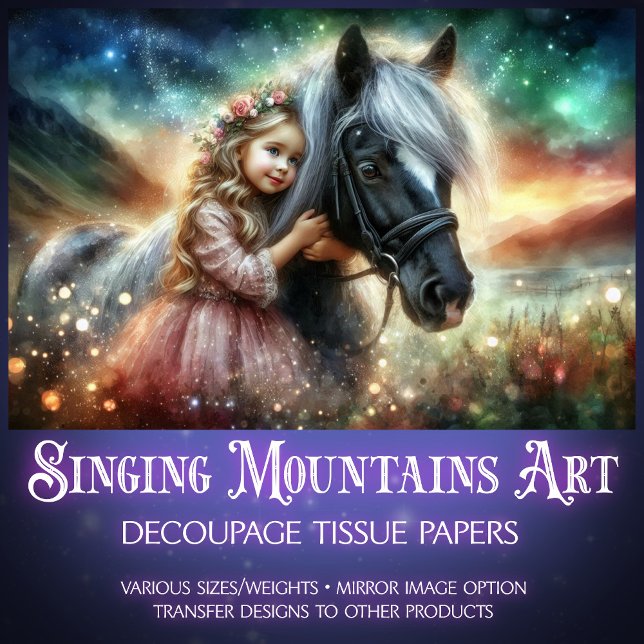 Magical Landscape Girl With Horse Decoupage  Tissue Paper (Creator Uploaded)