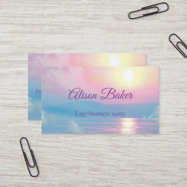 Magical landscape in pink sunset   business card (Front/Back In Situ)