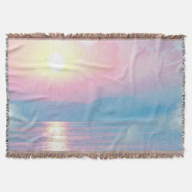 Magical landscape in pink sunset  throw blanket (Front)