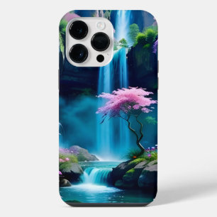 Magical Landscape Waterfall and Flower One iPhone 14 Pro Max Case