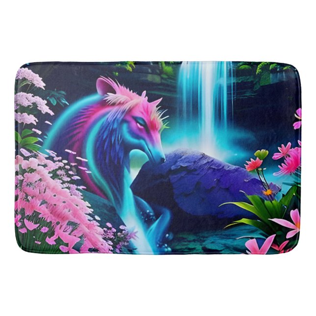 Magical Landscape Waterfall and Flowers Two Bath Mat (Front)