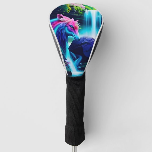 Magical Landscape Waterfall and Flowers Two Golf Head Cover (Front)