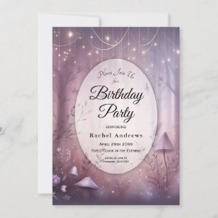 Magical Lavender Fairy Lights Birthday Party Invitation