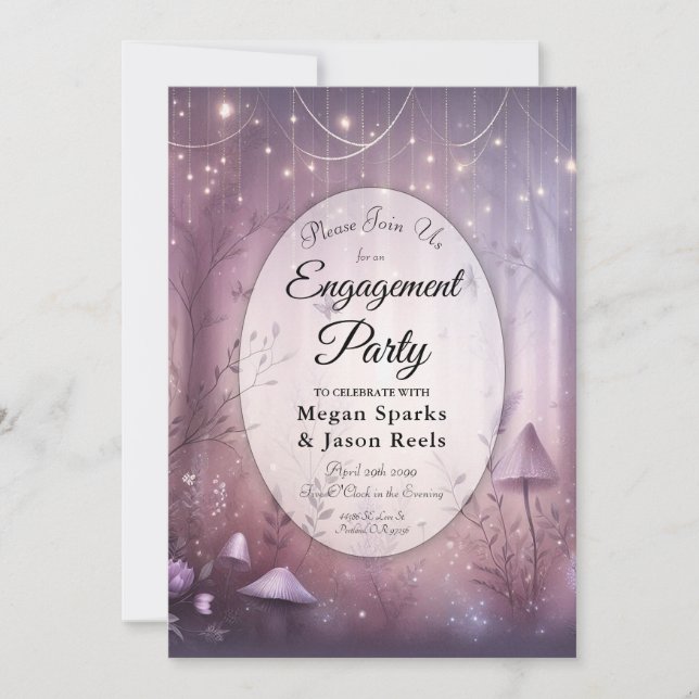 Magical Lavender Fairy Lights Engagement Party Invitation (Front)