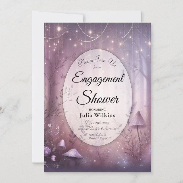 Magical Lavender Fairy Lights Engagement Shower Invitation (Front)