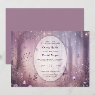 Magical Lavender Fairy Lights Wedding Invitation