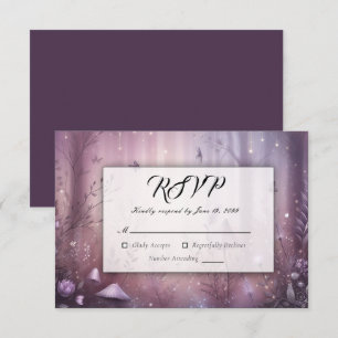 Magical Lavender Fairy Lights Wedding RSVP Card