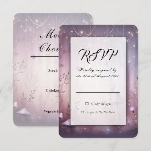 Magical Lavender Fairy Lights Wedding RSVP Card