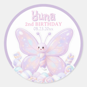 Magical Lavender Purple Birthday Butterfly Sticker
