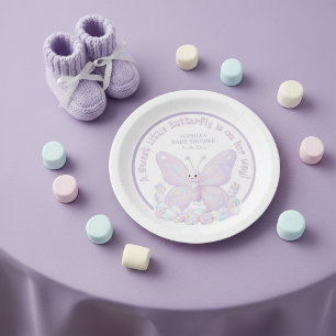 Magical Lavender Purple Butterfly Baby Shower Paper Plate