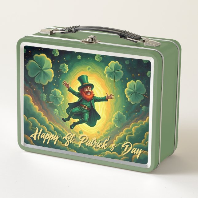 Magical Leprechaun St. Patrick’s Day Art Metal Lunch Box (Front)