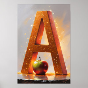 Magical Letter A Wall Art Poster for Kids Room