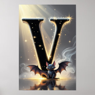 Magical Letter V Wall Art Poster for Kids Room