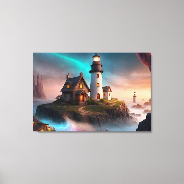 Magical Lighthouse Scene Canvas Print (Front)