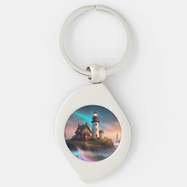 Magical Lighthouse Scene Key Ring (Front)