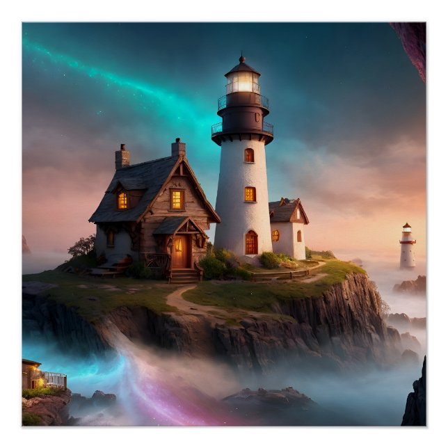 Magical Lighthouse Scene Poster (Front)