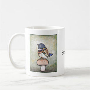 Magical Little Bird On Mushroom Custom Name Coffee Mug