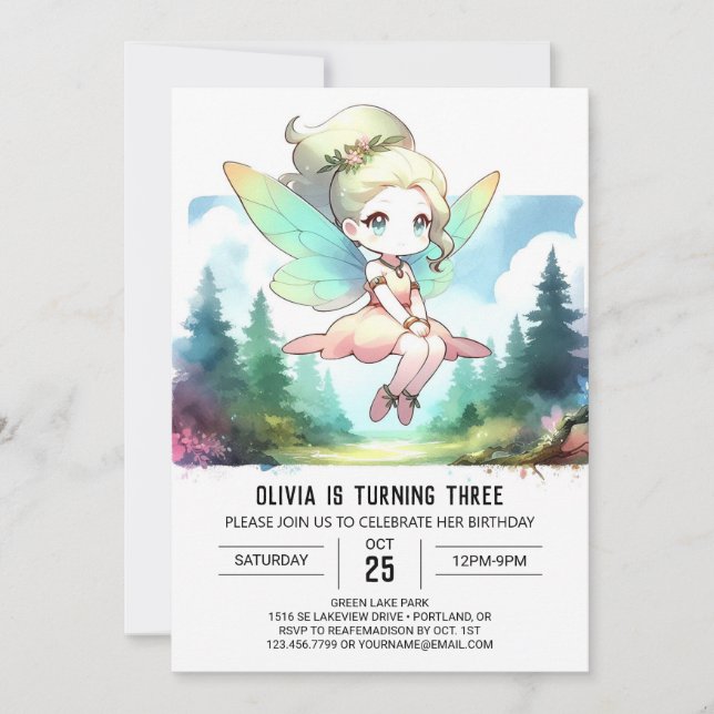 Magical Little Fairy Birthday Invitation (Front)