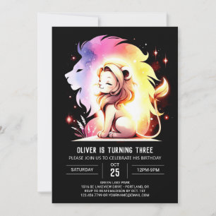 Magical Little Lion Birthday Invitation