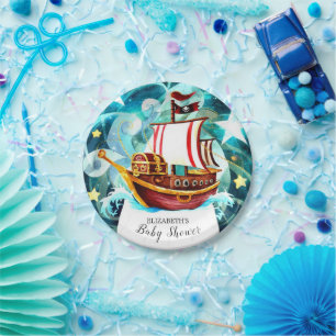 Magical Little Pirate Baby Shower Paper Plate