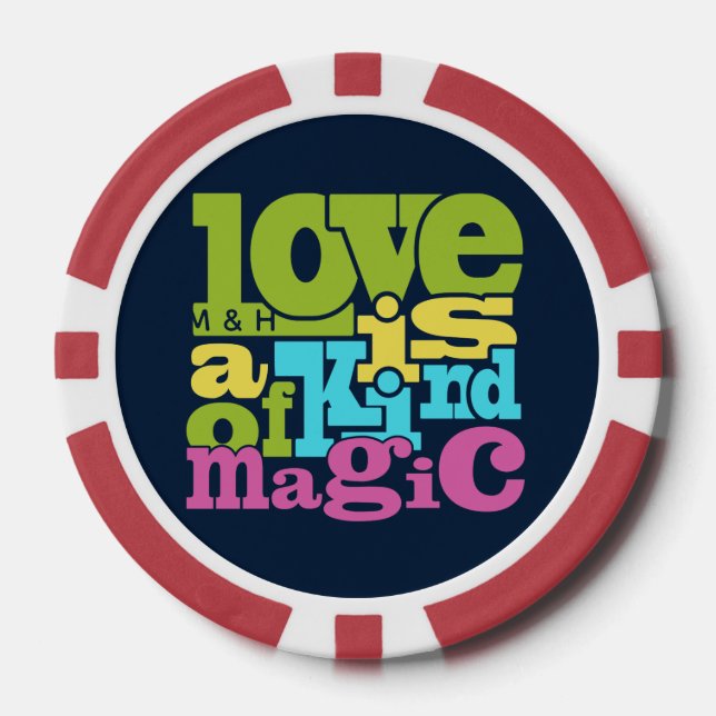 Magical Love custom monogram poker chips (Front)