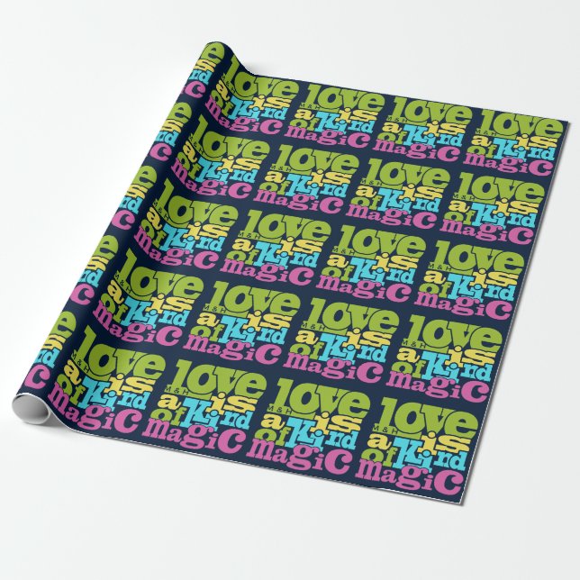 Magical Love custom monogram wrapping paper (Unrolled)