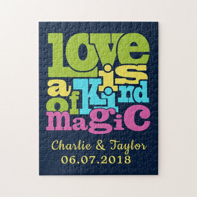 Magical Love custom names & date puzzle (Vertical)