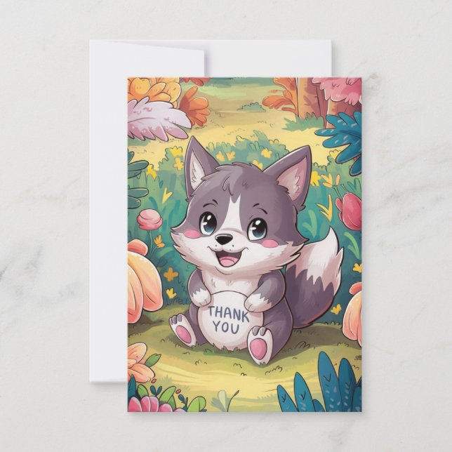 Magical Lovely Wolf Thank You Card (Front)