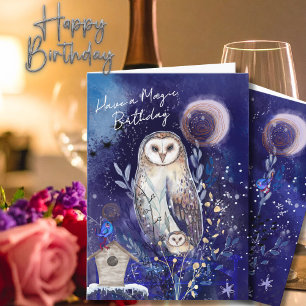 Magical Mama Baby Owl Birthday Card   Starry Night