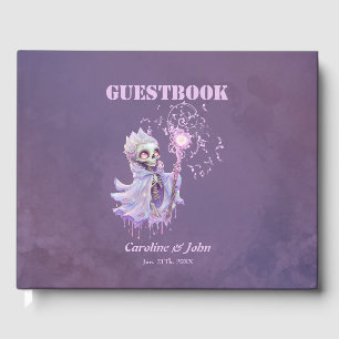 Magical melodies of the cute purple skeleton. guest book
