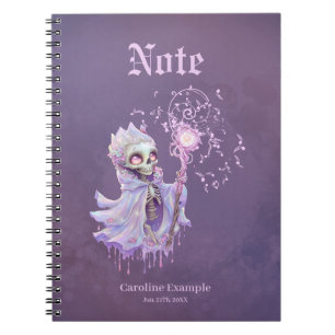 Magical melodies of the cute purple skeleton. notebook