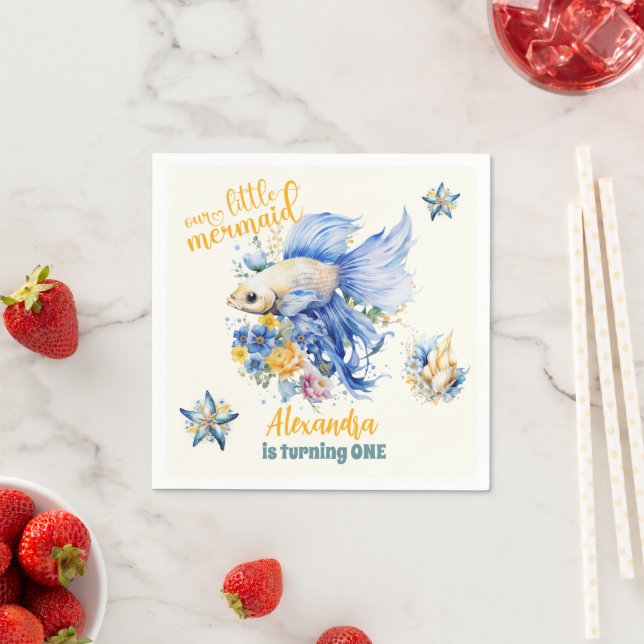 Magical Mermaid 1st Birthday Party Napkin (Insitu)