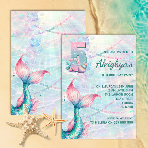 Magical Mermaid 5th Birthday Party Invitation