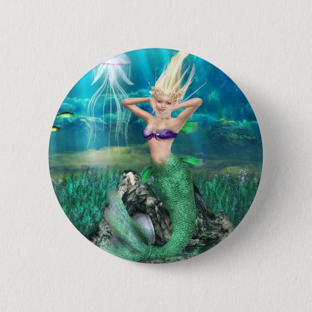 Magical Mermaid 6 Cm Round Badge (Front)