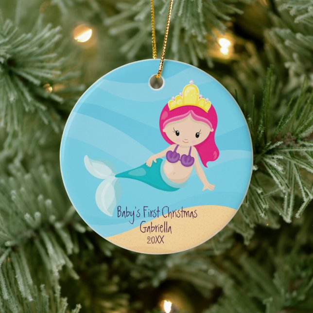 Magical Mermaid Baby's First Christmas Ceramic Tree Decoration (Tree)
