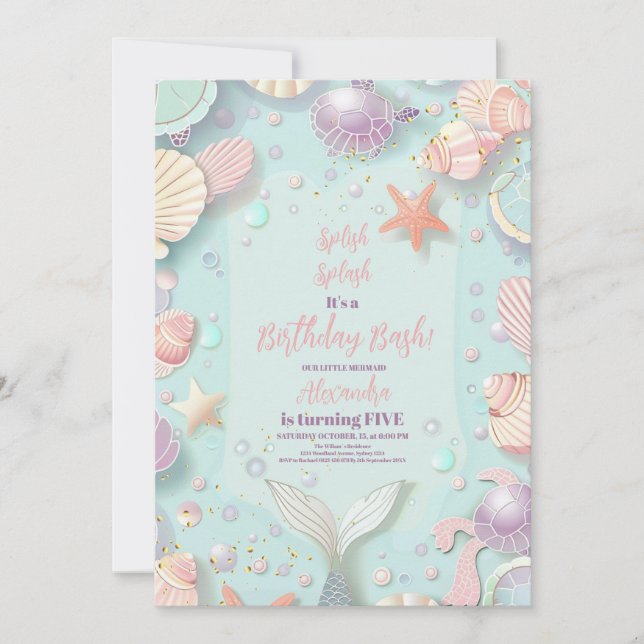 Magical Mermaid Birthday Invitation (Front)