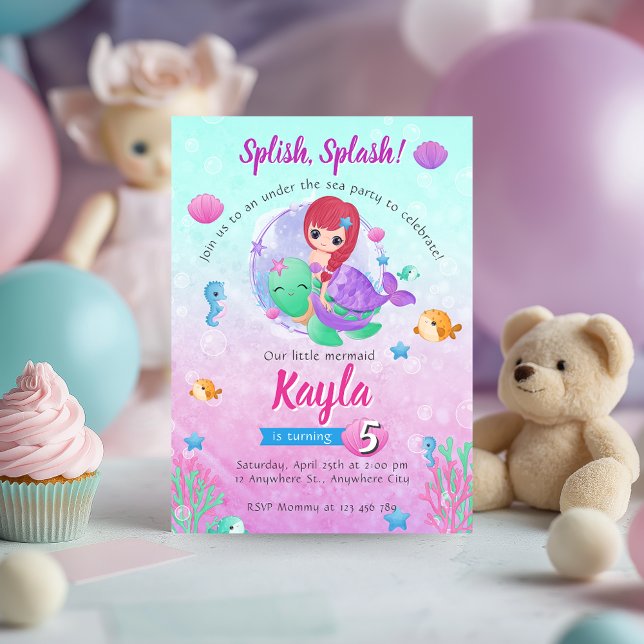 Magical Mermaid Birthday Invitation  (Mermaid Birthday Invitation)