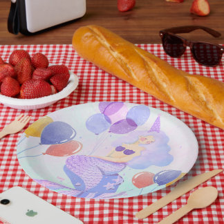 Magical Mermaid Birthday Invitation Card Paper Plate