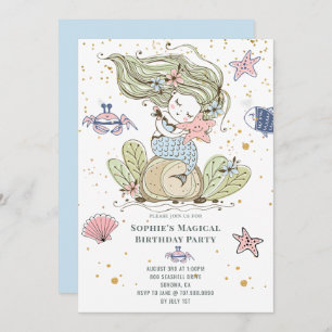 Magical Mermaid Birthday Party Invitation