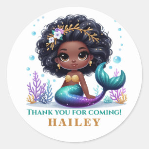 Magical Mermaid Birthday Thank You Classic Round Sticker