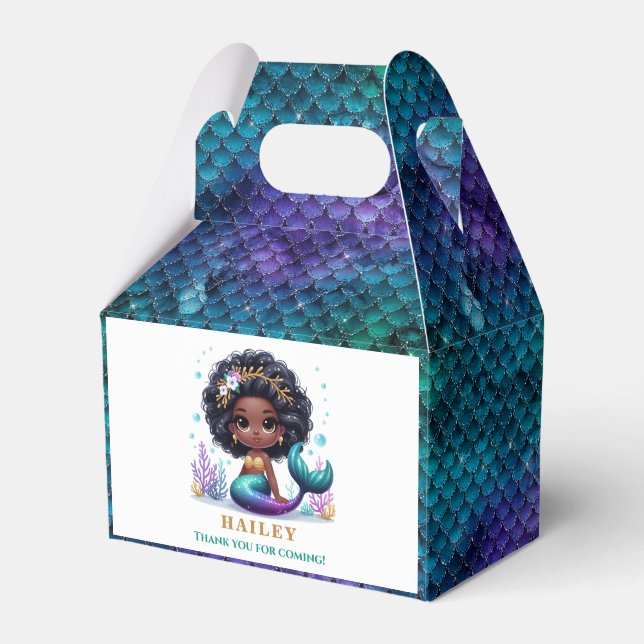 Magical Mermaid Birthday Thank You Favour Box (Front Side)